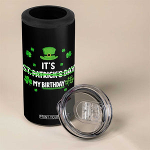 Funny Birthday St Patricks Day 4 in 1 Can Cooler Tumbler Funny Shamrock Born Lucky Irish Bday TS10 Print Your Wear