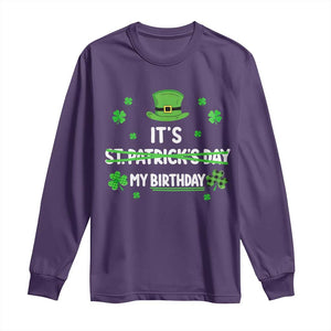Funny Birthday St Patricks Day Long Sleeve Shirt Funny Shamrock Born Lucky Irish Bday TS10 Purple Print Your Wear