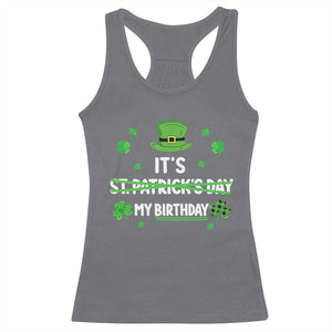 Funny Birthday St Patricks Day Racerback Tank Top Funny Shamrock Born Lucky Irish Bday TS10 Charcoal Print Your Wear