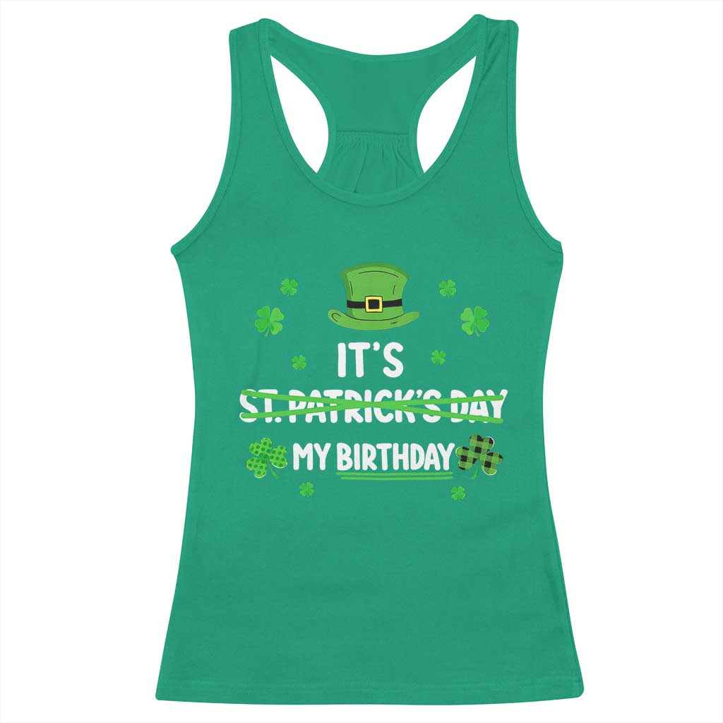 Funny Birthday St Patricks Day Racerback Tank Top Funny Shamrock Born Lucky Irish Bday TS10 Irish Green Print Your Wear