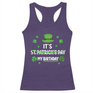 Funny Birthday St Patricks Day Racerback Tank Top Funny Shamrock Born Lucky Irish Bday TS10 Purple Print Your Wear