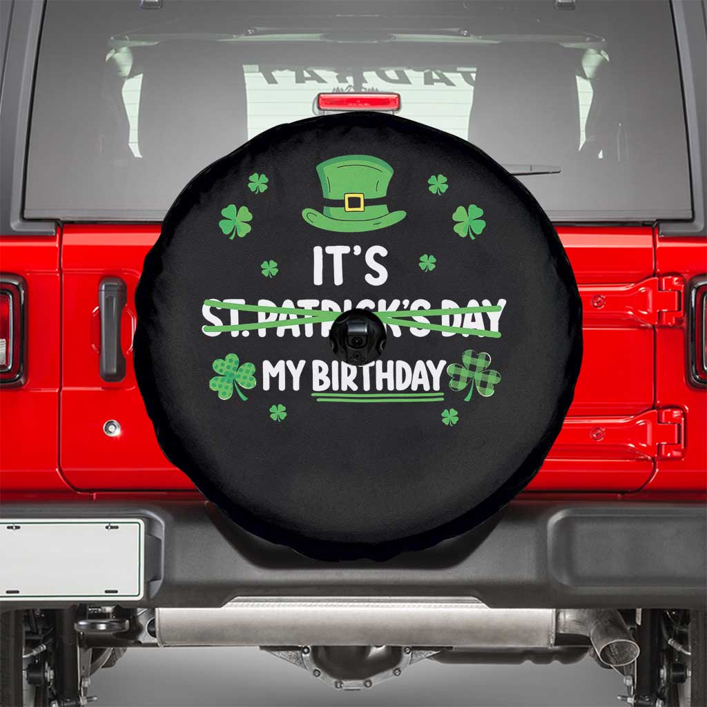 Funny Birthday St Patricks Day Spare Tire Cover Funny Shamrock Born Lucky Irish Bday TS10 Black Print Your Wear