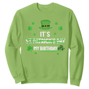Funny Birthday St Patricks Day Sweatshirt Funny Shamrock Born Lucky Irish Bday TS10 Lime Print Your Wear