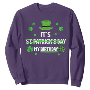 Funny Birthday St Patricks Day Sweatshirt Funny Shamrock Born Lucky Irish Bday TS10 Purple Print Your Wear