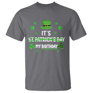 Funny Birthday St Patricks Day T Shirt Funny Shamrock Born Lucky Irish Bday TS10 Charcoal Print Your Wear