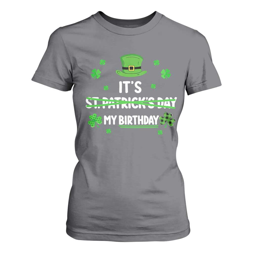 Funny Birthday St Patricks Day T Shirt For Women Funny Shamrock Born Lucky Irish Bday TS10 Charcoal Print Your Wear