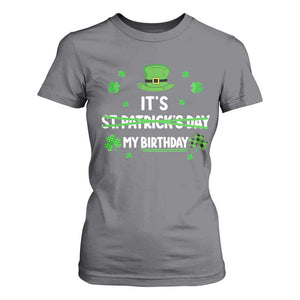 Funny Birthday St Patricks Day T Shirt For Women Funny Shamrock Born Lucky Irish Bday TS10 Charcoal Print Your Wear