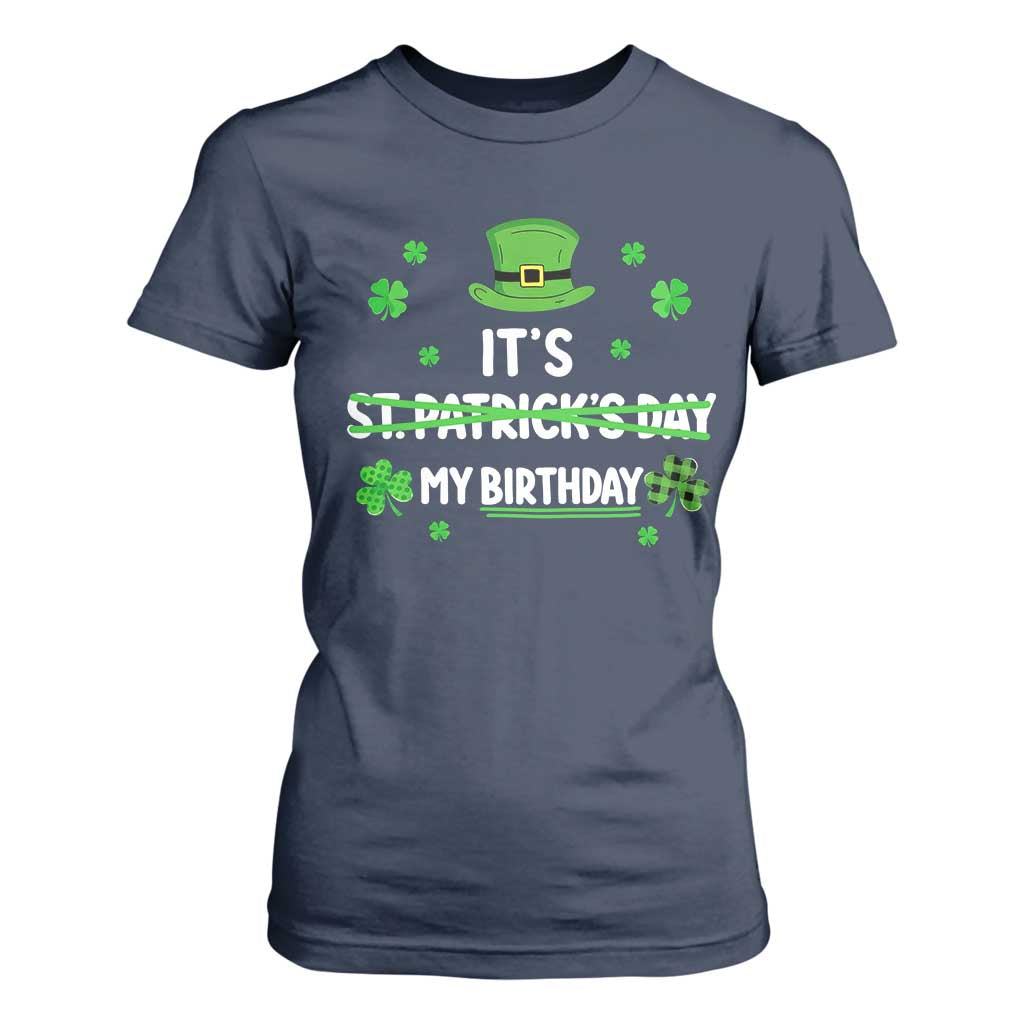 Funny Birthday St Patricks Day T Shirt For Women Funny Shamrock Born Lucky Irish Bday TS10 Navy Print Your Wear