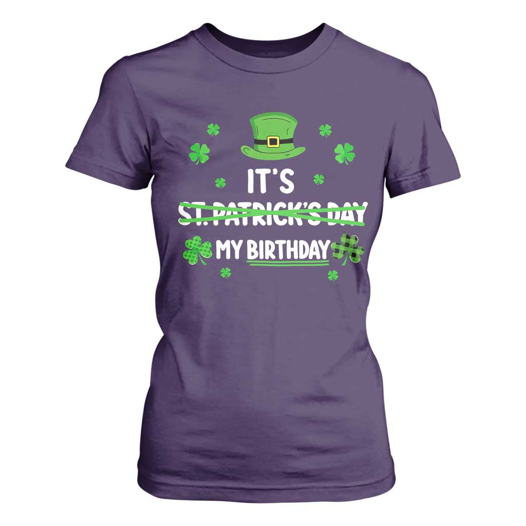 Funny Birthday St Patricks Day T Shirt For Women Funny Shamrock Born Lucky Irish Bday TS10 Purple Print Your Wear