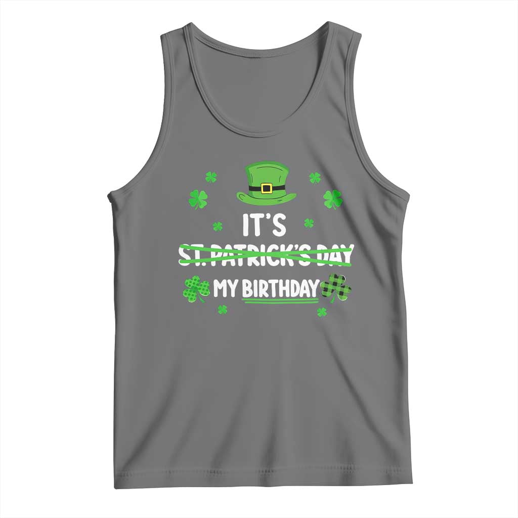 Funny Birthday St Patricks Day Tank Top Funny Shamrock Born Lucky Irish Bday TS10 Black Heather Print Your Wear