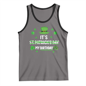 Funny Birthday St Patricks Day Tank Top Funny Shamrock Born Lucky Irish Bday TS10 Deep Heather Black Print Your Wear