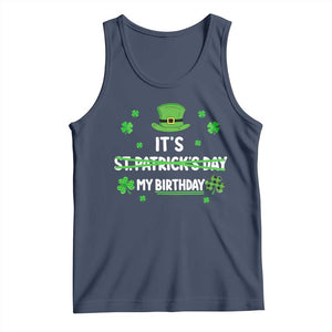 Funny Birthday St Patricks Day Tank Top Funny Shamrock Born Lucky Irish Bday TS10 Navy Print Your Wear