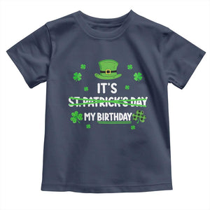 Funny Birthday St Patricks Day Toddler T Shirt Funny Shamrock Born Lucky Irish Bday TS10 Navy Print Your Wear