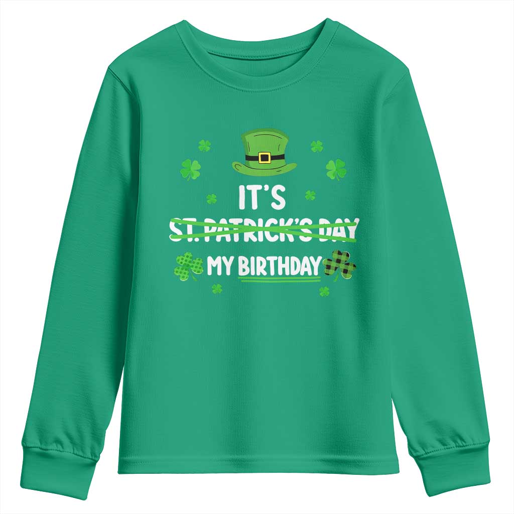 Funny Birthday St Patricks Day Youth Sweatshirt Funny Shamrock Born Lucky Irish Bday TS10 Irish Green Print Your Wear