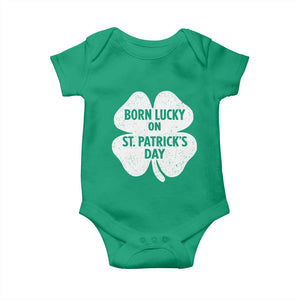Born Lucky On St Patricks Day Baby Onesie Irish Birthday Bday Shamrock Clovers TS10 Irish Green Print Your Wear