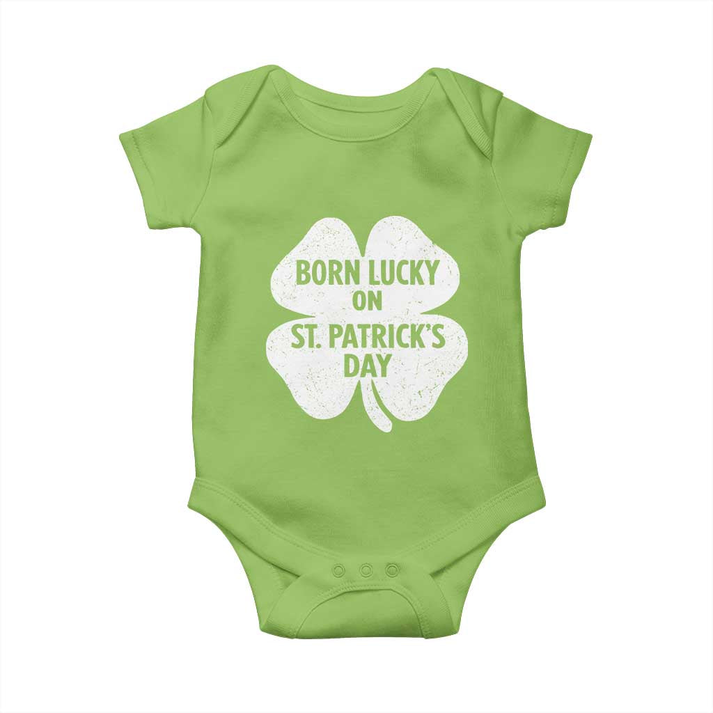 Born Lucky On St Patricks Day Baby Onesie Irish Birthday Bday Shamrock Clovers TS10 Lime Print Your Wear