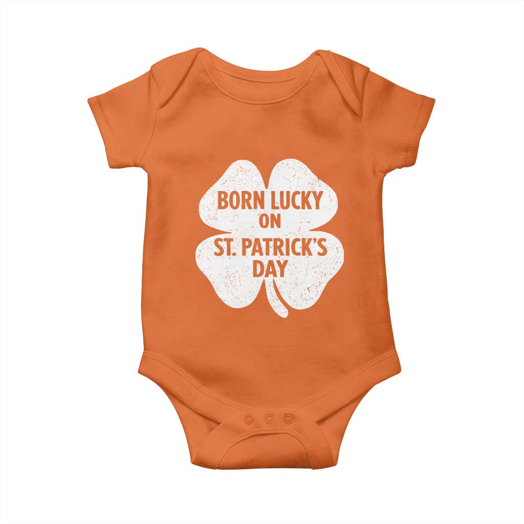 Born Lucky On St Patricks Day Baby Onesie Irish Birthday Bday Shamrock Clovers TS10 Orange Print Your Wear