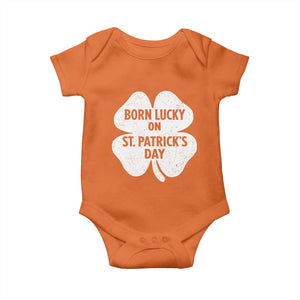 Born Lucky On St Patricks Day Baby Onesie Irish Birthday Bday Shamrock Clovers TS10 Orange Print Your Wear