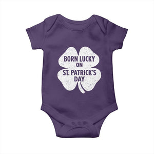 Born Lucky On St Patricks Day Baby Onesie Irish Birthday Bday Shamrock Clovers TS10 Purple Print Your Wear