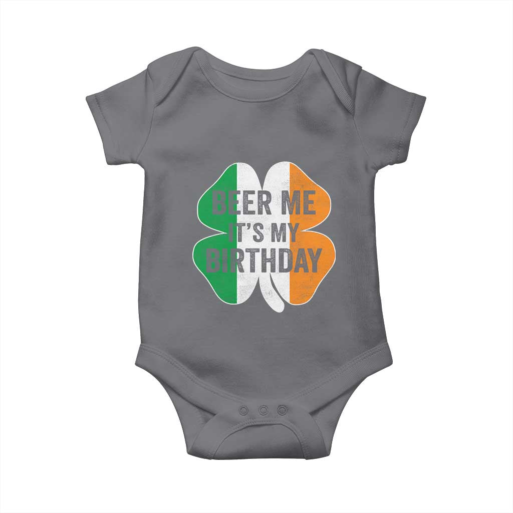 Funny Birthday St Patricks Day Baby Onesie Beer Me Its My Birthday Ireland Irish Shamrock TS10 Charcoal Print Your Wear