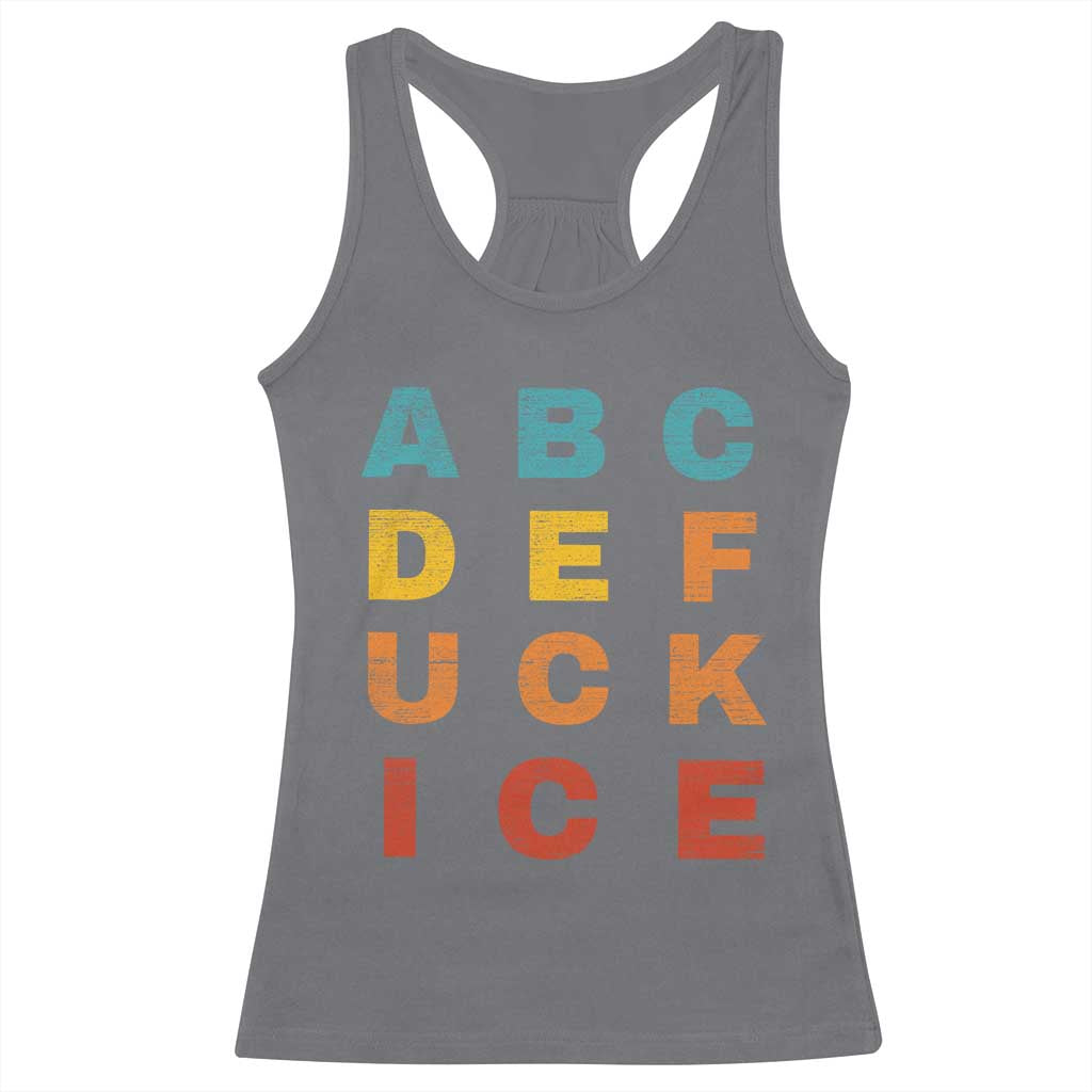Fck Ice Racerback Tank Top Retro Protest Chinga La Migra Subtle FDT TS10 Charcoal Print Your Wear