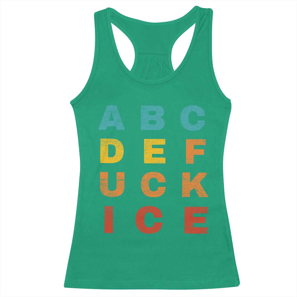 Fck Ice Racerback Tank Top Retro Protest Chinga La Migra Subtle FDT TS10 Irish Green Print Your Wear