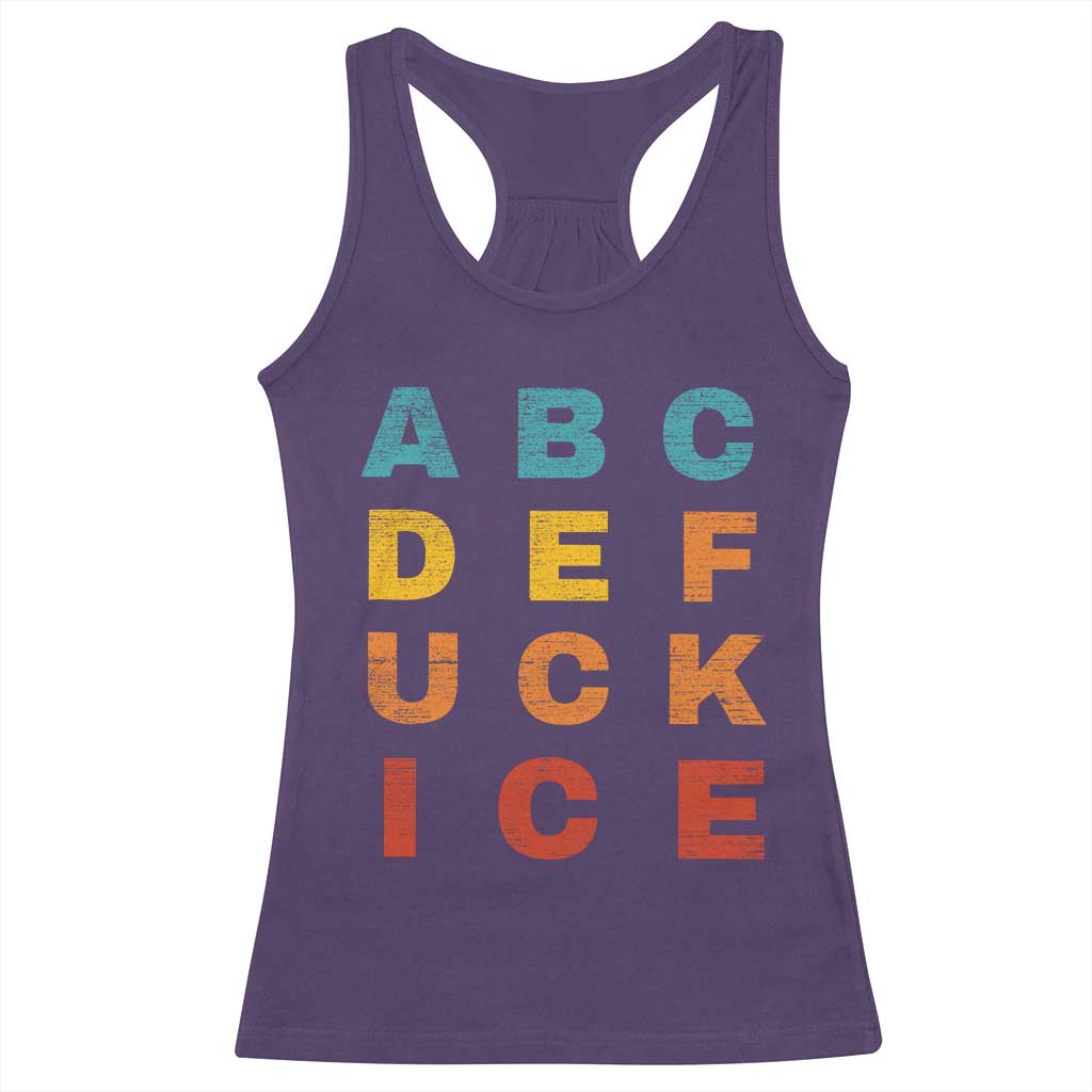 Fck Ice Racerback Tank Top Retro Protest Chinga La Migra Subtle FDT TS10 Purple Print Your Wear