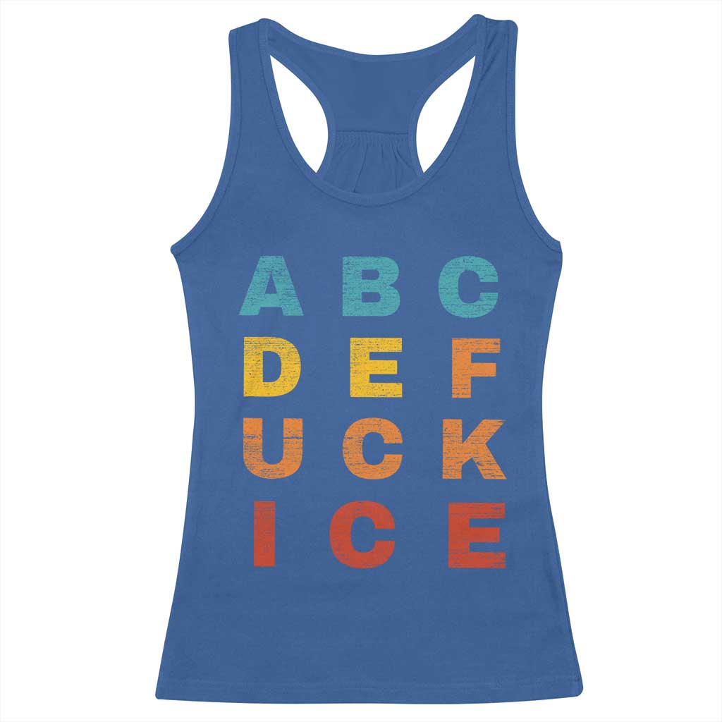 Fck Ice Racerback Tank Top Retro Protest Chinga La Migra Subtle FDT TS10 Royal Blue Print Your Wear