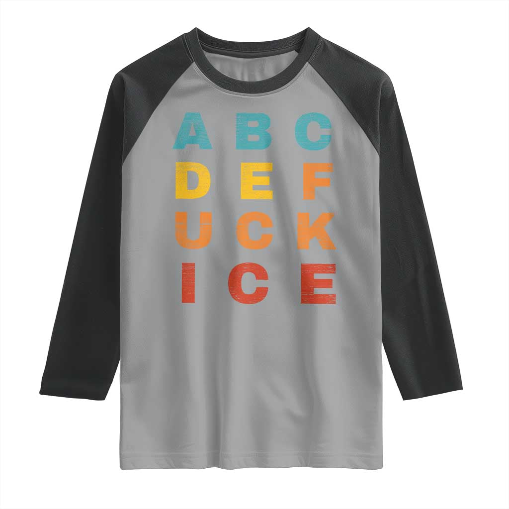 Fck Ice Raglan Shirt Retro Protest Chinga La Migra Subtle FDT TS10 Sport Gray Black Print Your Wear