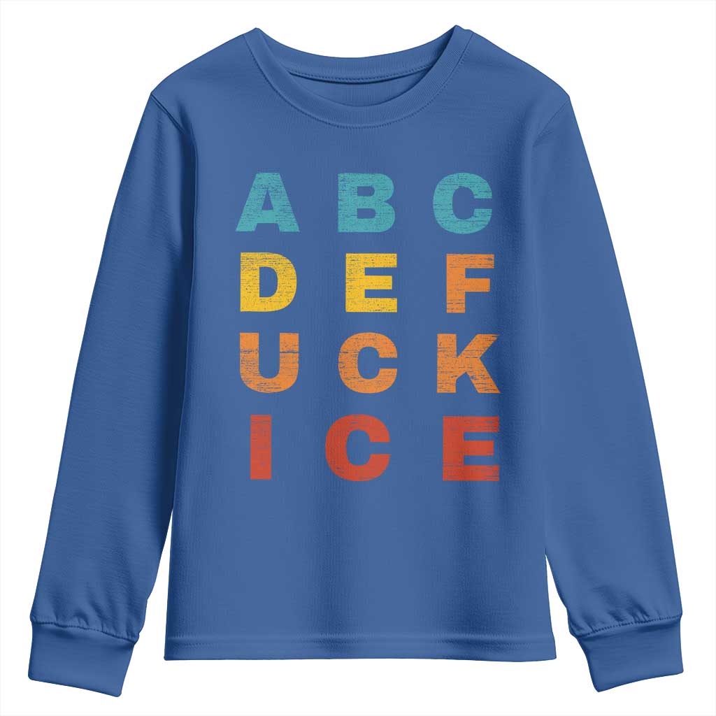 Fck Ice Youth Sweatshirt Retro Protest Chinga La Migra Subtle FDT TS10 Royal Blue Print Your Wear