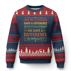 Difference In Morality Ugly Christmas Sweater Political Differences Protest Rally TS10 Navy Red Print Your Wear