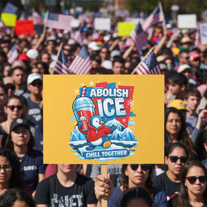 Abolish Ice Protest Sign Subtle FDT Penguin Slush Drink Funny Summer Chill Mode TS10 Horizontal 18" × 24" Yellow Print Your Wear