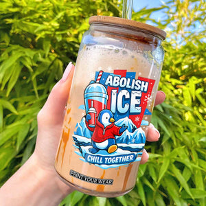 Abolish Ice Glass Can Subtle FDT Penguin Slush Drink Funny Summer Chill Mode TS10 Black Print Your Wear