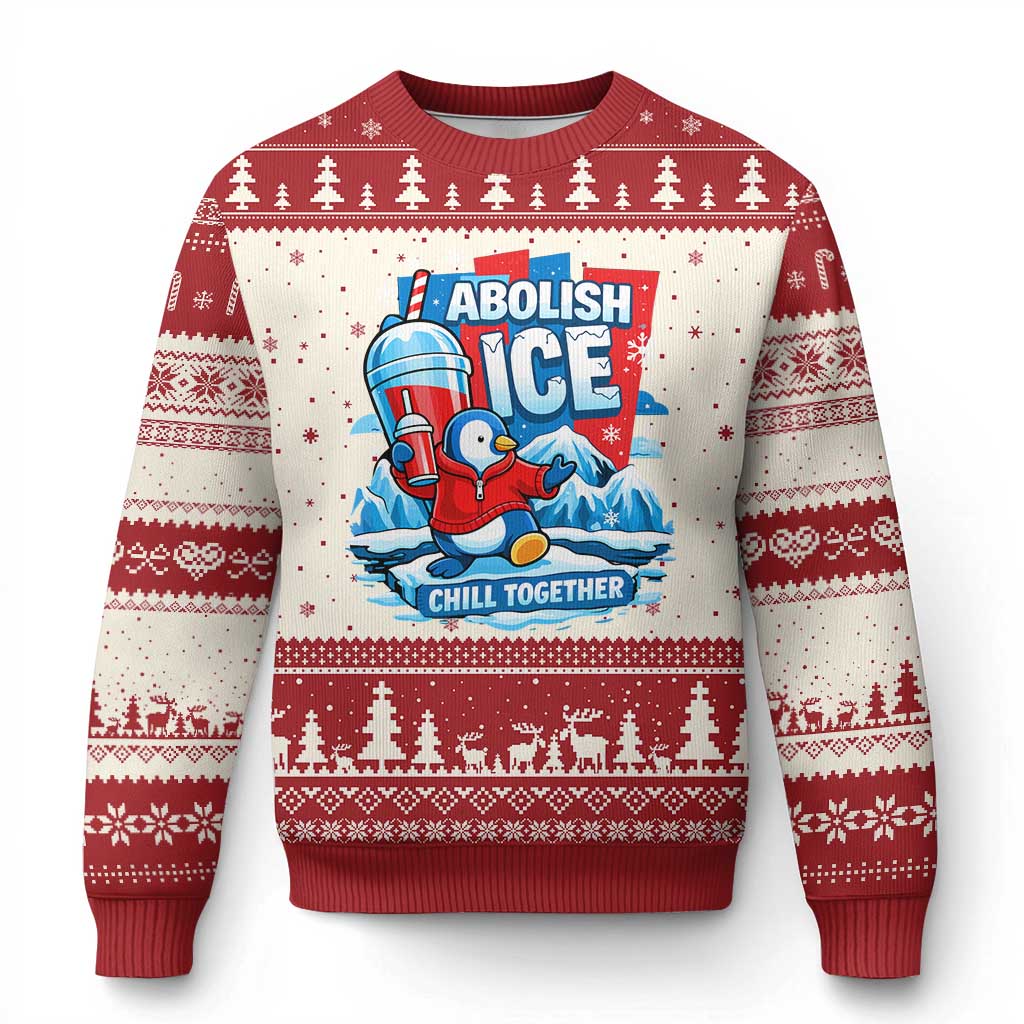 Abolish Ice Ugly Christmas Sweater Subtle FDT Penguin Slush Drink Funny Summer Chill Mode TS10 Beige Red Print Your Wear