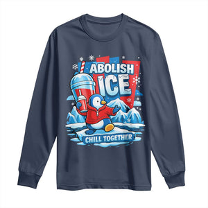 Abolish Ice Long Sleeve Shirt Subtle FDT Penguin Slush Drink Funny Summer Chill Mode TS10 Navy Print Your Wear