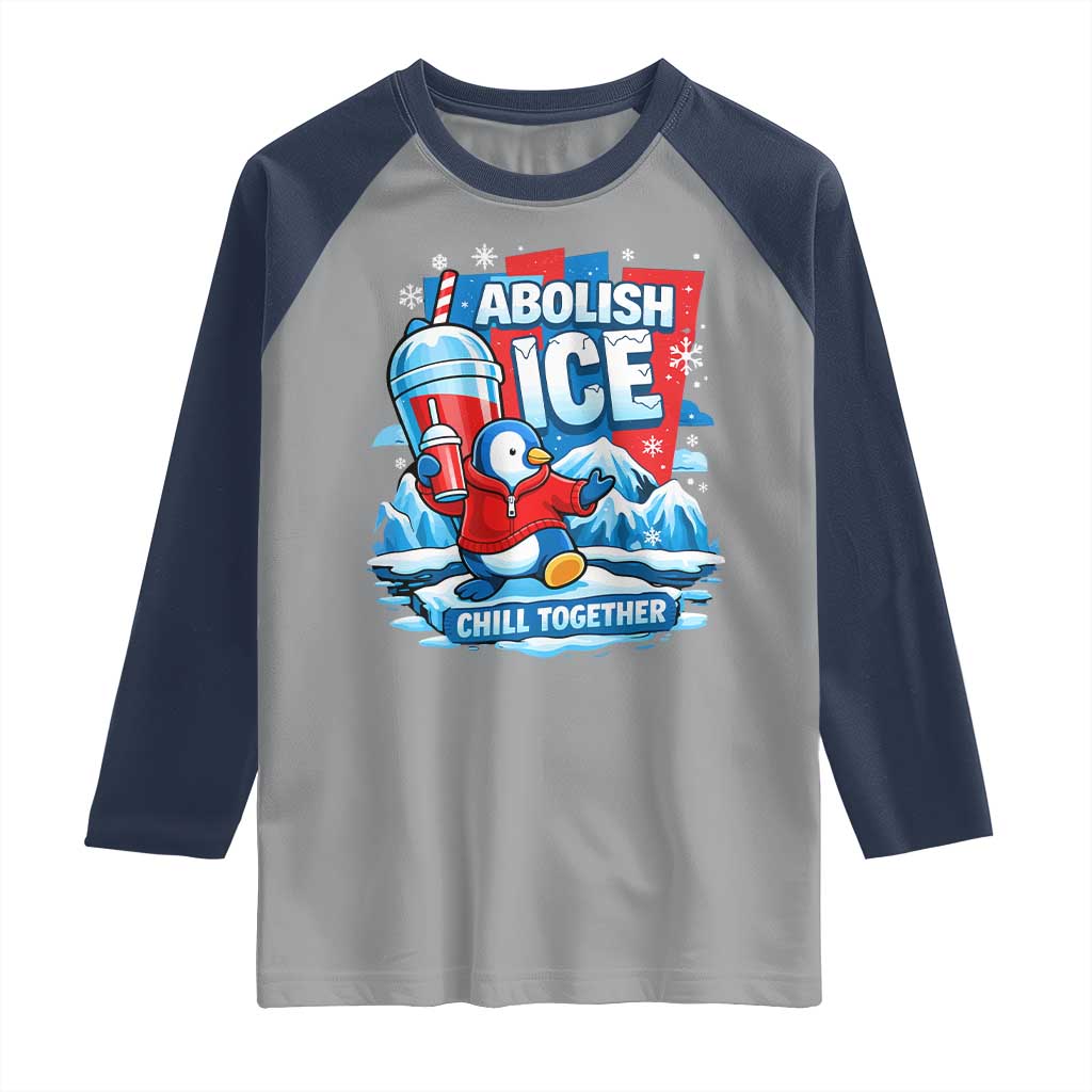 Abolish Ice Raglan Shirt Subtle FDT Penguin Slush Drink Funny Summer Chill Mode TS10 Sport Gray Navy Print Your Wear