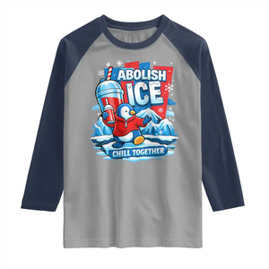 Abolish Ice Raglan Shirt Subtle FDT Penguin Slush Drink Funny Summer Chill Mode TS10 Sport Gray Navy Print Your Wear