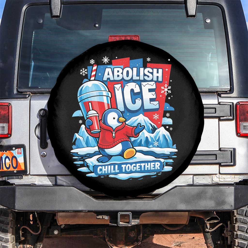Abolish Ice Spare Tire Cover Subtle FDT Penguin Slush Drink Funny Summer Chill Mode TS10 No hole Black Print Your Wear