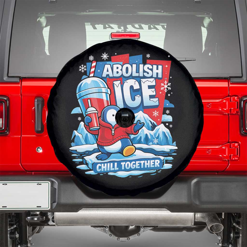 Abolish Ice Spare Tire Cover Subtle FDT Penguin Slush Drink Funny Summer Chill Mode TS10 Black Print Your Wear