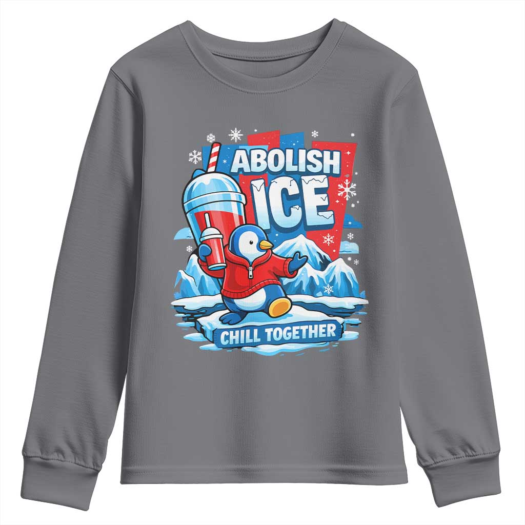 Abolish Ice Youth Sweatshirt Subtle FDT Penguin Slush Drink Funny Summer Chill Mode TS10 Charcoal Print Your Wear