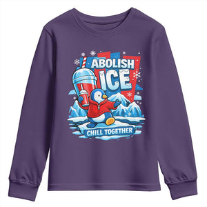 Abolish Ice Youth Sweatshirt Subtle FDT Penguin Slush Drink Funny Summer Chill Mode TS10 Purple Print Your Wear