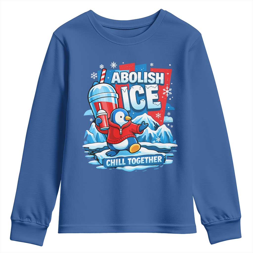 Abolish Ice Youth Sweatshirt Subtle FDT Penguin Slush Drink Funny Summer Chill Mode TS10 Royal Blue Print Your Wear