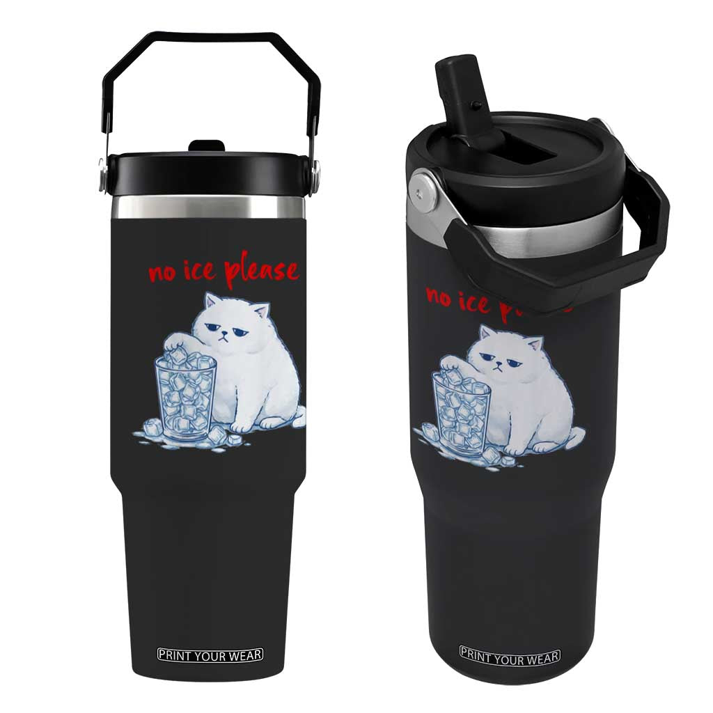 Abolish Ice Protest Flip Straw Tumbler Subtle FDT Cat Meme No Ice Please TS10 One Size: 30 oz Black Print Your Wear