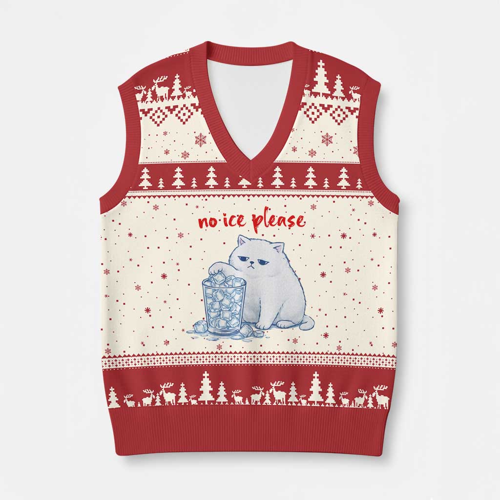 Abolish Ice Protest V-Neck Knit Sweater Vest Subtle FDT Cat Meme No Ice Please TS10 Beige Red Print Your Wear