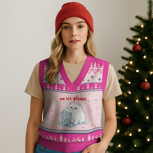 Abolish Ice Protest V-Neck Knit Sweater Vest Subtle FDT Cat Meme No Ice Please TS10 Hot Pink Print Your Wear