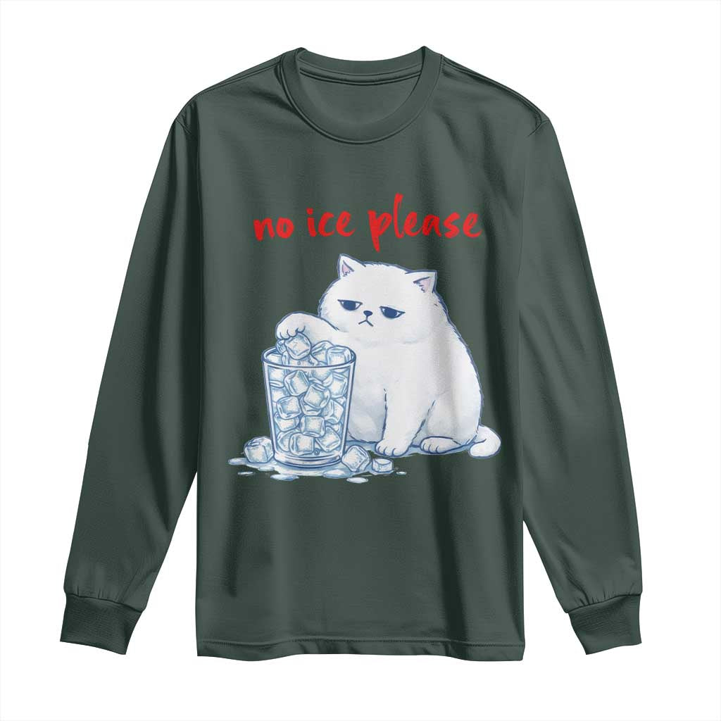 Abolish Ice Protest Long Sleeve Shirt Subtle FDT Cat Meme No Ice Please TS10 Dark Forest Green Print Your Wear