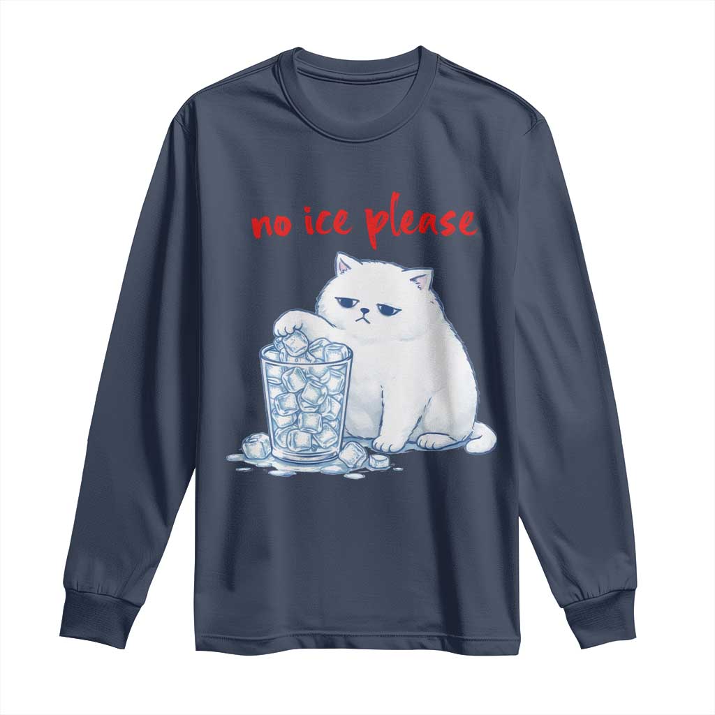 Abolish Ice Protest Long Sleeve Shirt Subtle FDT Cat Meme No Ice Please TS10 Navy Print Your Wear
