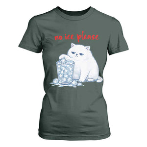 Abolish Ice Protest T Shirt For Women Subtle FDT Cat Meme No Ice Please TS10 Dark Forest Green Print Your Wear