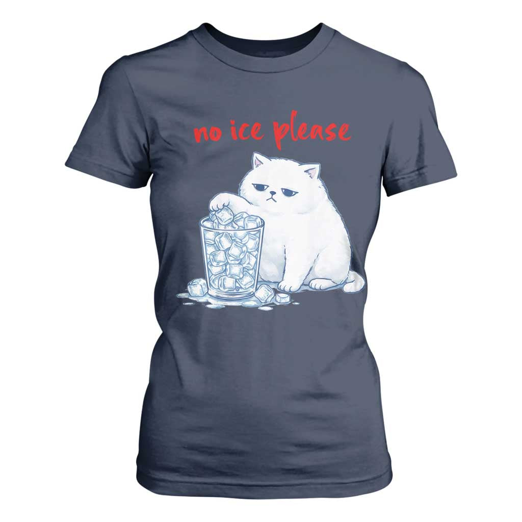Abolish Ice Protest T Shirt For Women Subtle FDT Cat Meme No Ice Please TS10 Navy Print Your Wear