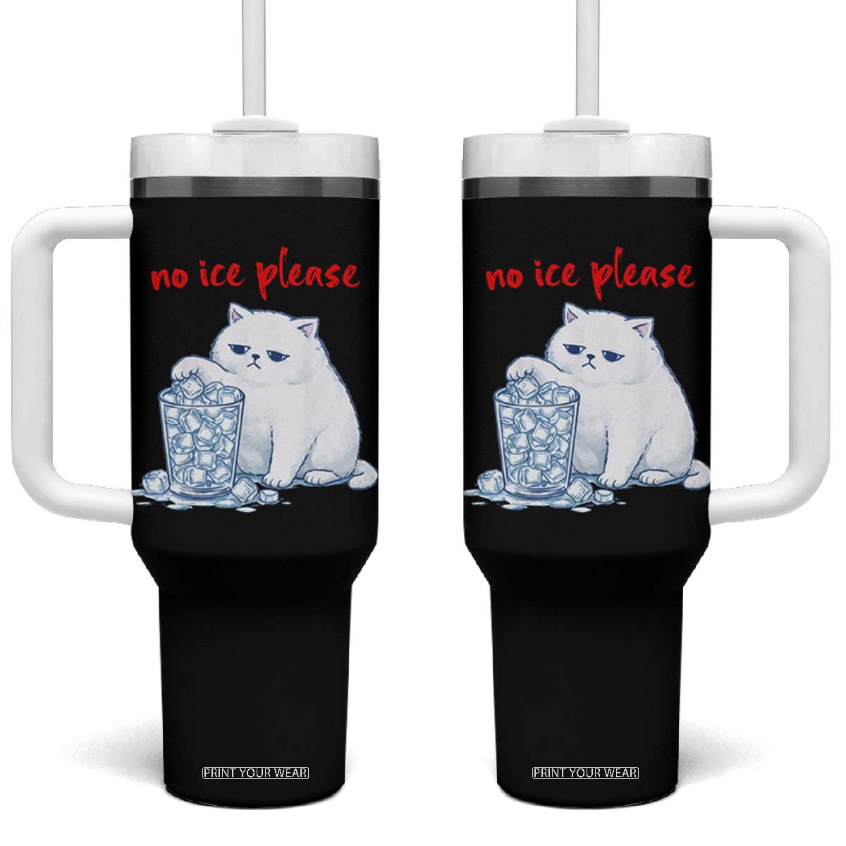 Abolish Ice Protest Tumbler With Handle Subtle FDT Cat Meme No Ice Please TS10 One Size: 40 oz Black Print Your Wear